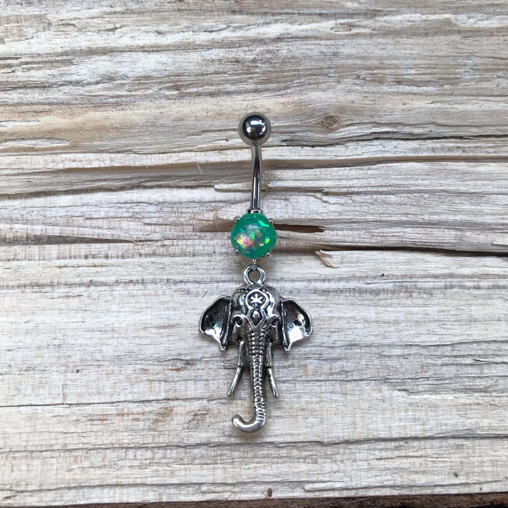 Green Opal‎ Elephant Belly Button Ring